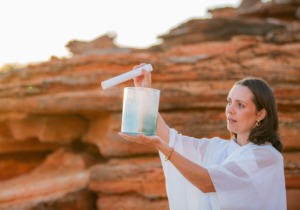 Anna Hastie with Alchemy Crystal Singing Bowl. Broome WA